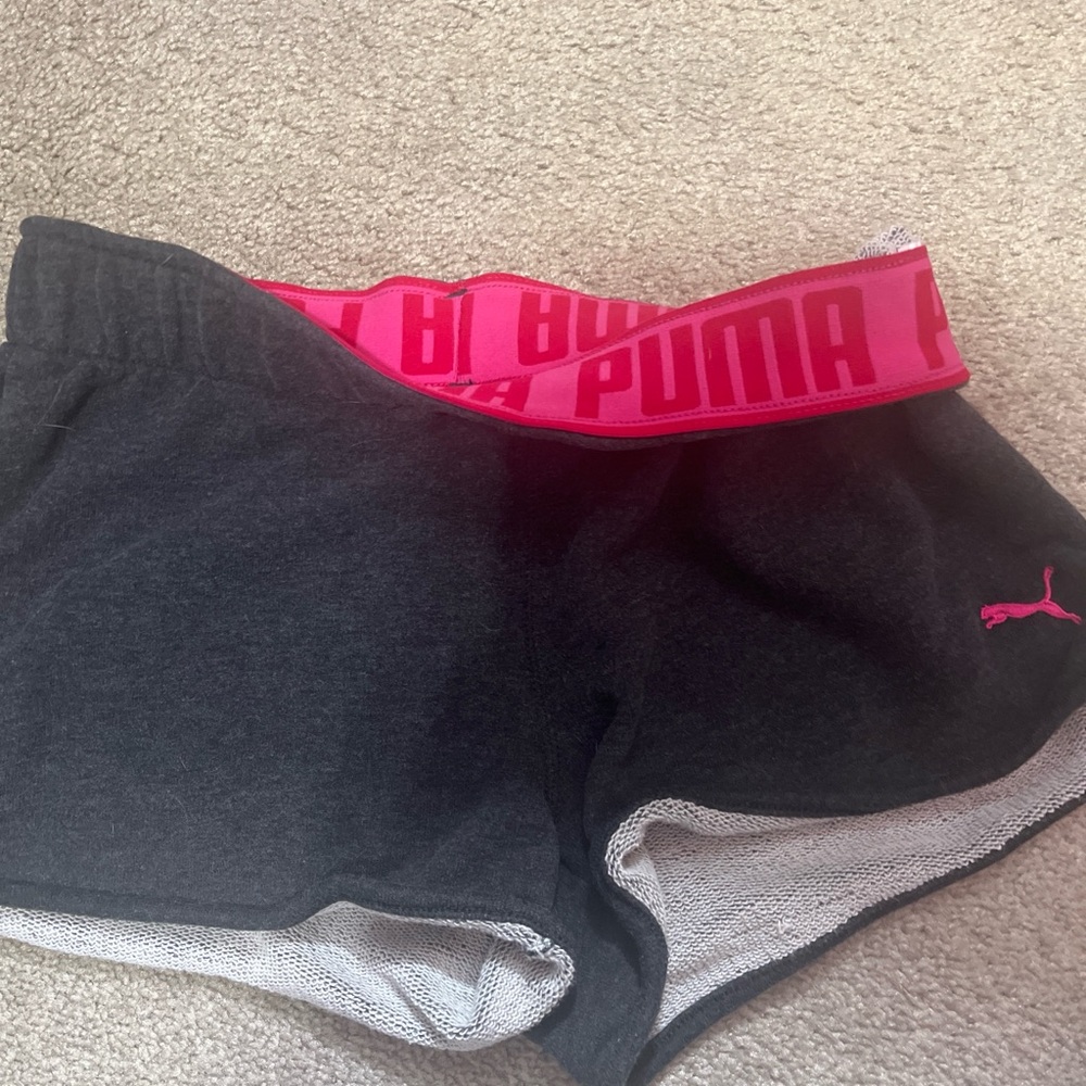 Y2K 2000’s vintage puma foldover pink cotton shorts gray small